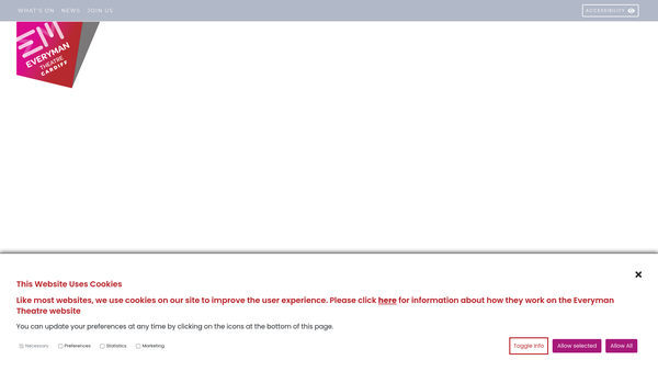 Screenshot of the Everyman Theatre Cardiff Limited website