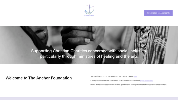 Screenshot of the The Anchor Foundation website