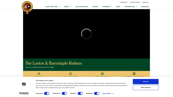 Screenshot of the The Lynton And Barnstaple Railway Trust website