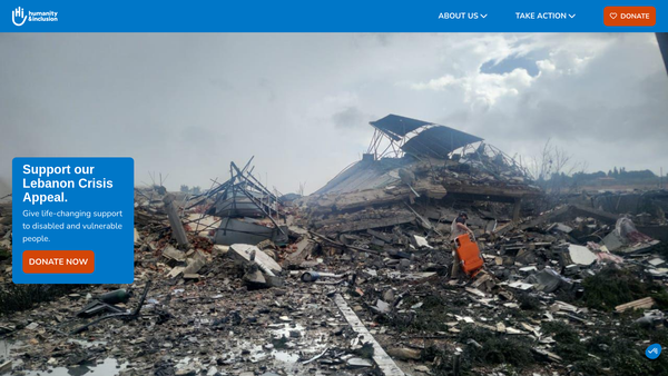 Screenshot of the Handicap International UK website