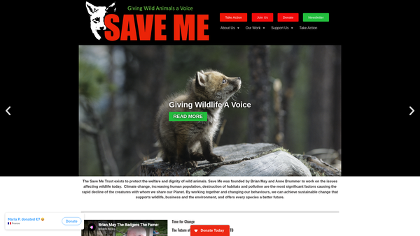 Screenshot of the The Save ME Trust website