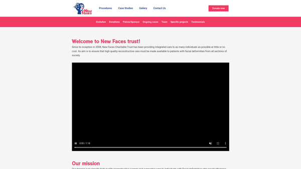 Screenshot of the New Faces website