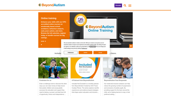 Screenshot of the Beyondautism website