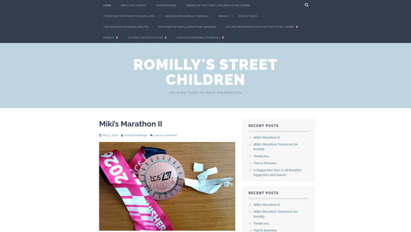 Screenshot of the Romilly Forshall Foundation website