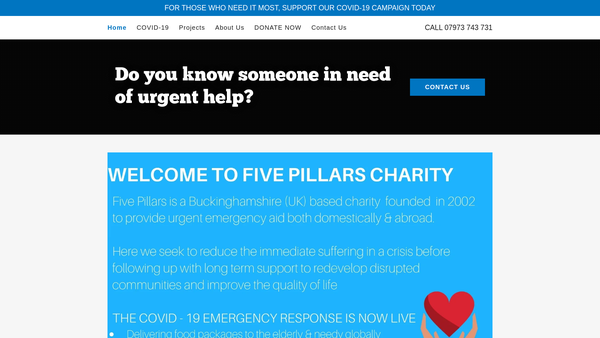 Screenshot of the Five Pillars Limited website