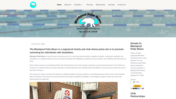 Screenshot of the Blackpool Polar Bears website