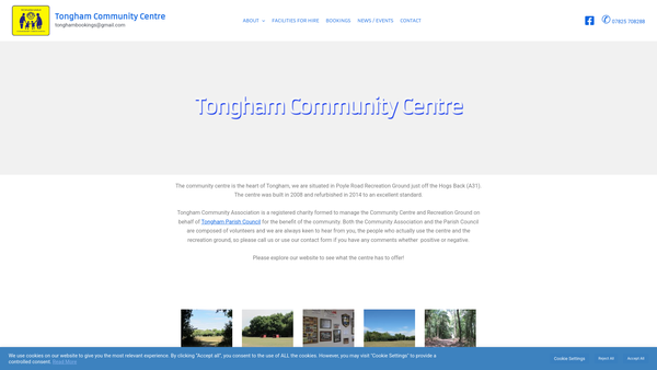 Screenshot of the Tongham Community Association website