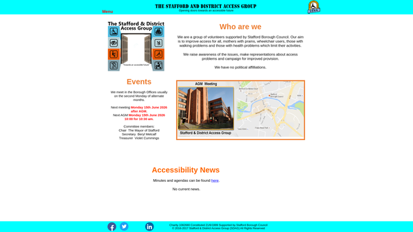 Screenshot of the Stafford And District Access Group website