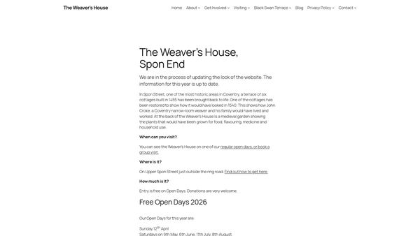 Screenshot of the Spon End Building Preservation Trust website