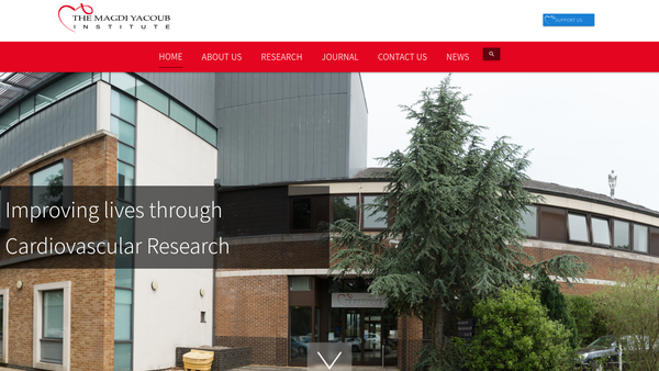 Screenshot of the The Magdi Yacoub Institute website