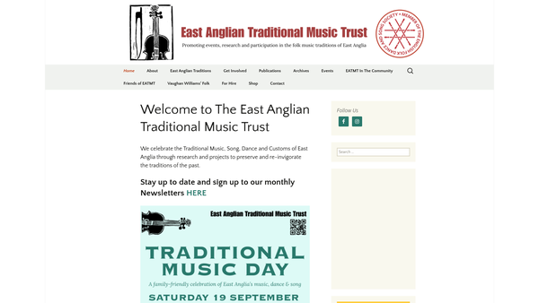 Screenshot of the East Anglian Traditional Music Trust website