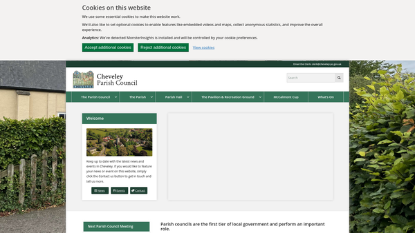 Screenshot of the Cheveley Pavilion And Recreation Ground Charity website