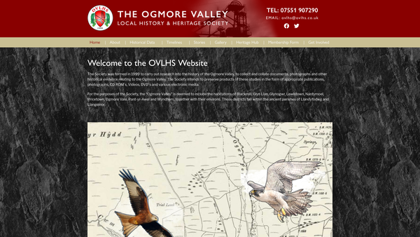 Screenshot of the The Ogmore Valley Local History And Heritage Society website