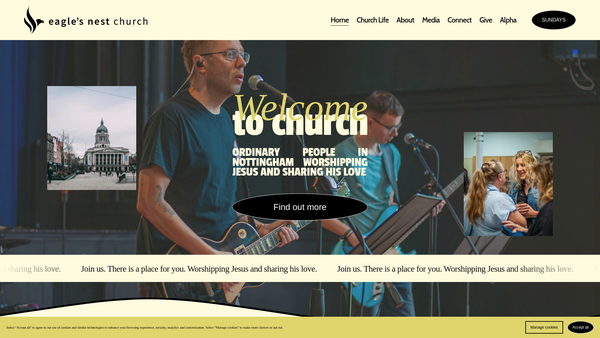 Screenshot of the Eagle's Nest Church Arnold website