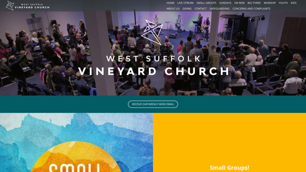 Screenshot of the West Suffolk Vineyard Church website