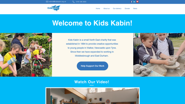 Screenshot of the Kids Kabin website