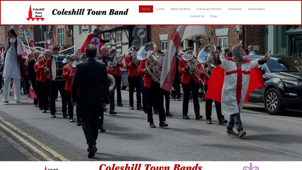 Screenshot of the Coleshill Town Band website