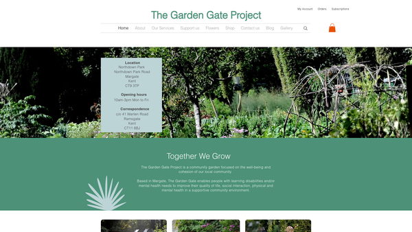 Screenshot of the The Garden Gate Project Ltd website