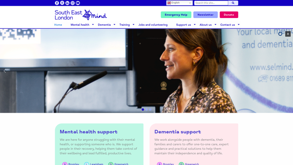 Screenshot of the South East London Mind Limited website