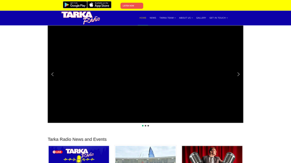 Screenshot of the Tarka Radio website