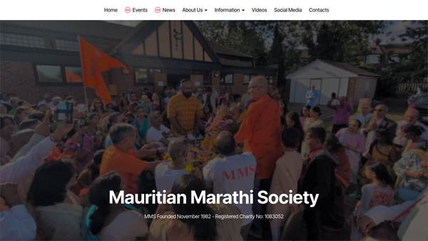 Screenshot of the Mauritian Marathi Society website
