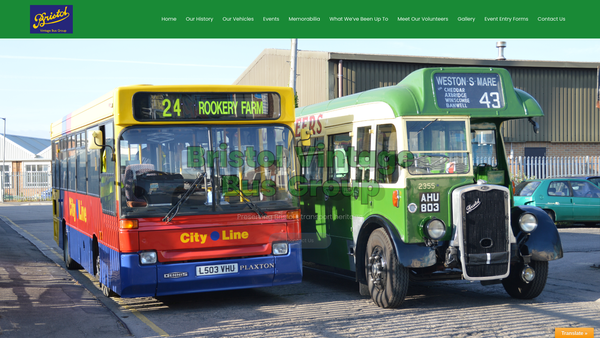 Screenshot of the Bristol Vintage Bus Group website