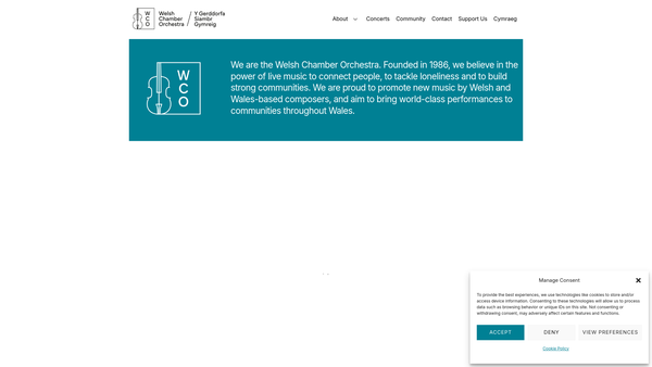 Screenshot of the The Welsh Chamber Orchestra Limited website