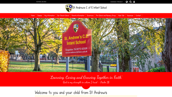Screenshot of the St Andrews Infant School website