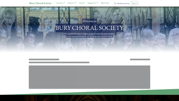 Screenshot of the Bury Choral Society website