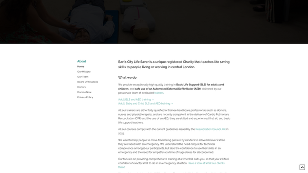Screenshot of the Bart's City Life Saver website