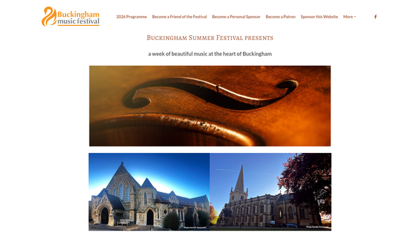 Screenshot of the Buckingham Summer Festival website