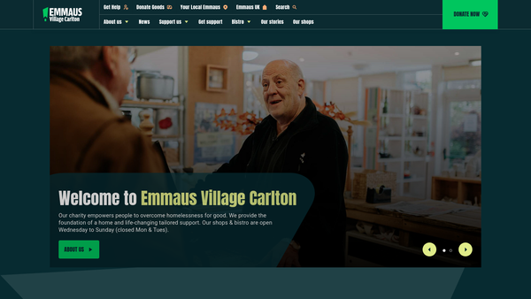 Screenshot of the Emmaus Turvey website