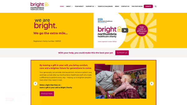 Screenshot of the Northumbria Health Care National Health Service Trust Charity website