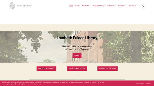 Screenshot of the Lambeth Palace Library Trust Fund website