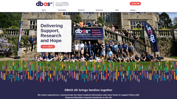 Screenshot of the Diamond Blackfan Anaemia Support Group UK website
