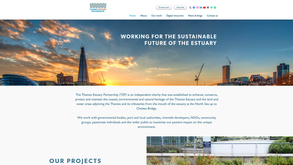 Screenshot of the Thames Estuary Partnership website