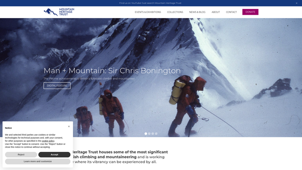 Screenshot of the Mountain Heritage Trust website