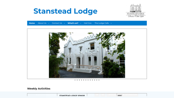 Screenshot of the Stanstead Lodge Senior Club Ltd website