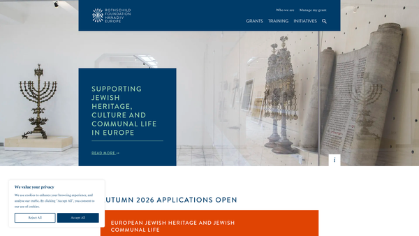 Screenshot of the Rothschild Foundation (Hanadiv) Europe website