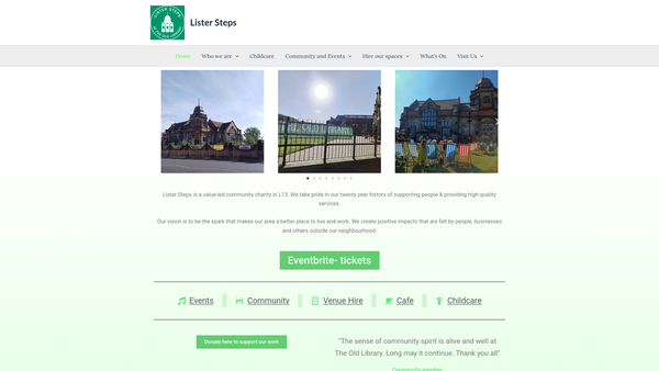 Screenshot of the Lister Steps Limited website