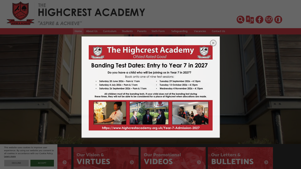 Screenshot of the The Highcrest Academy Fund website