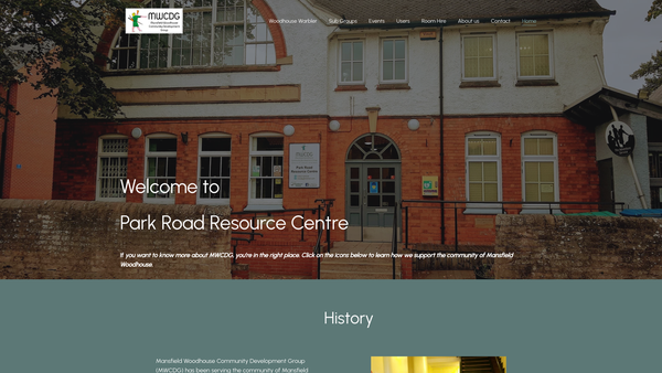 Screenshot of the Mansfield Woodhouse Community Development Group website