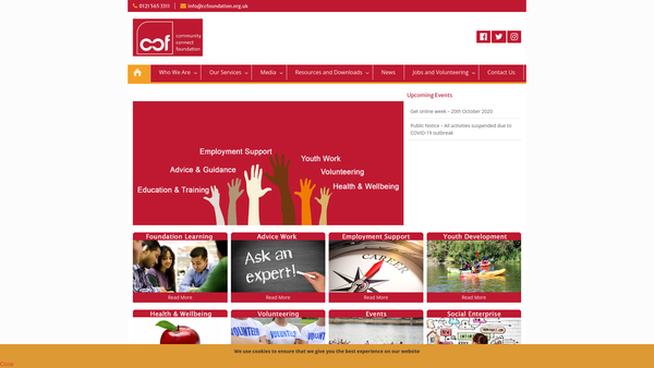 Screenshot of the Community Connect Foundation website
