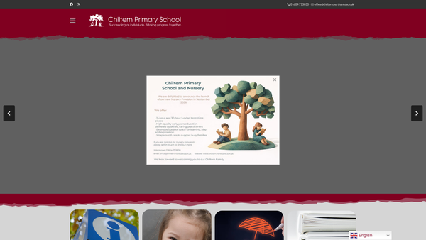 Screenshot of the Chiltern Primary School Fund website
