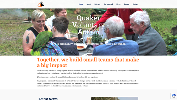 Screenshot of the Quaker Voluntary Action website