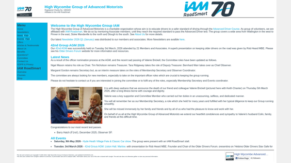 Screenshot of the High Wycombe Group Of Advanced Motorists website