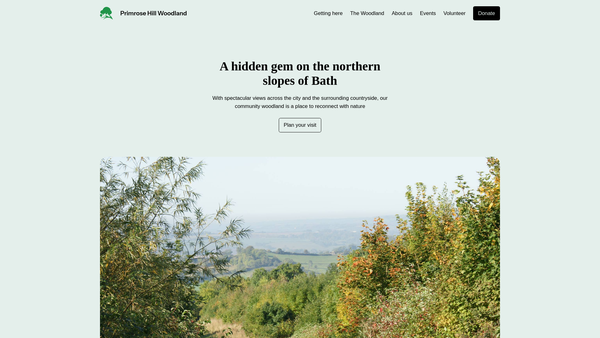 Screenshot of the Primrose Hill Community Woodland Trust website