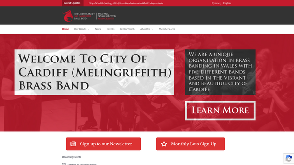 Screenshot of the The City Of Cardiff (Melingriffith) Brass Band website