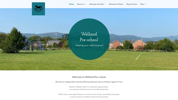 Screenshot of the Welland And District Pre School Group website