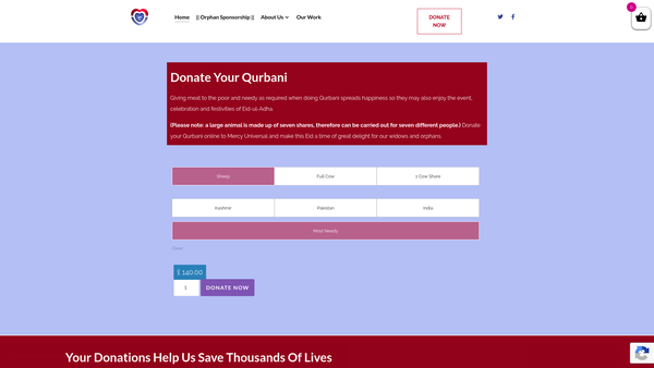 Screenshot of the Mercy Universal website